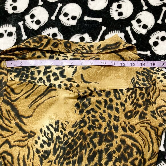 SASH Vintage leopard print short sleeve top ~ SMALL MEDIUM rockabilly goth shirt - Picture 12 of 14